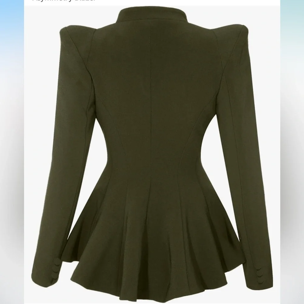 LookBook Store | Olive Green Asymmetrical Blazer - Picture 3 of 11
